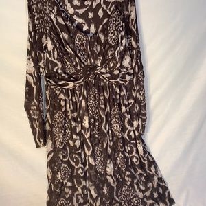 INC Brand Ladies Sheer Lined Brown Hues Long Sleeve Dress
